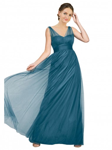 Shop Long V-Neck Soft Tulle Bridesmaid Dress