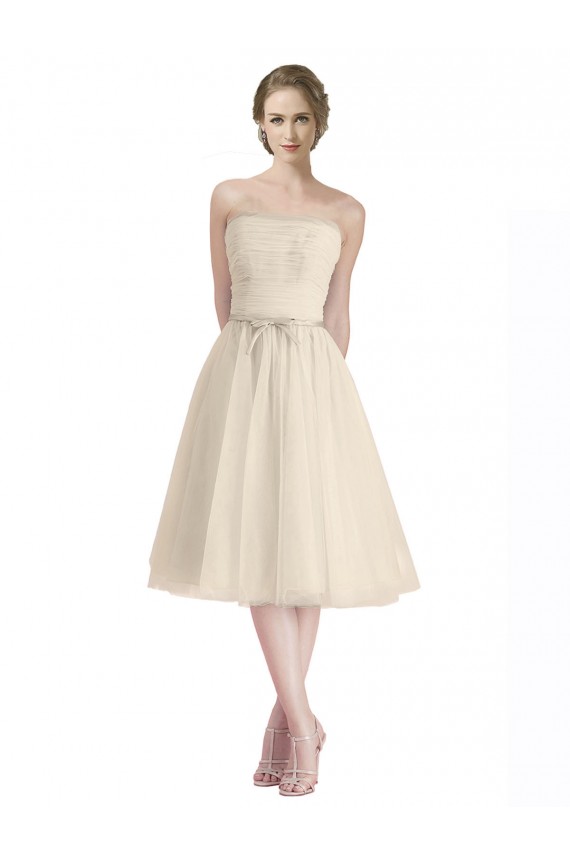 Shop Strapless Short Cocktail Length Tulle Cocktail Bridesmaid Dress with Pleats