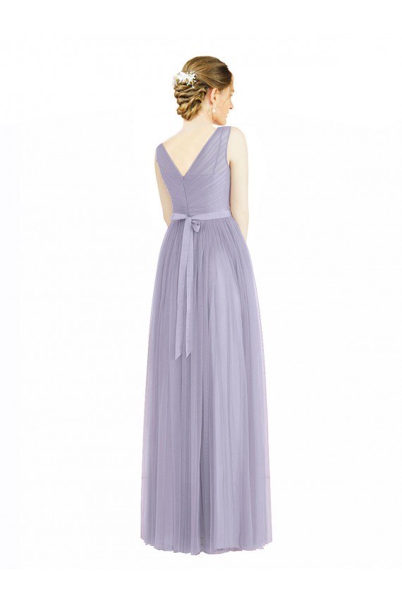 Shop Wide Straps V-Neck Long Tulle Bridesmaids with Belt