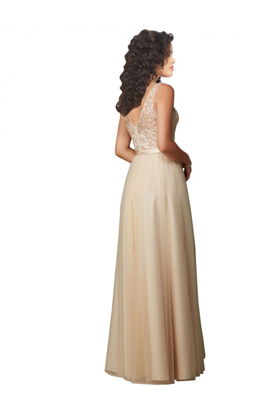 Shop Long Tulle Bridesmaid Dress with Embroidery and Beading