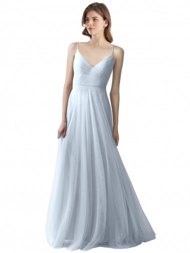 Shop Wrapped Ruched Natural Waist Slim Soft Tulle Bridesmaid Dress