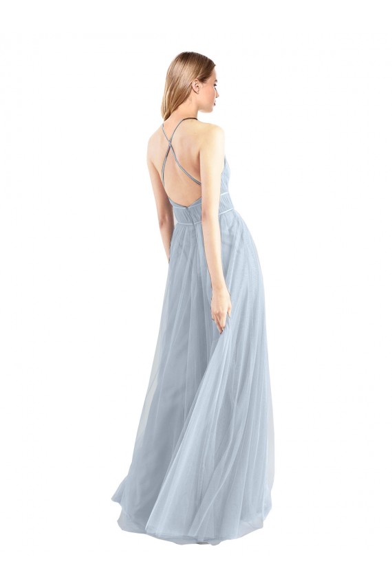 Shop Halter Neckline Slim A-Line Tulle Bridesmaid Dress