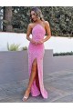 Shop Halter Sleeveless Long Floor Length Velvet Sequin Prom Dress with Slit