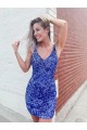 Shop Short Velvet Sequin V-Neck Sleeveless Prom Dress