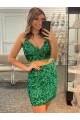 Shop V-Neck Sleeveless Short Velvet Sequin Prom Cocktail Dress