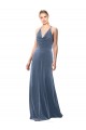 Shop Halter Cowl Neck Long A-Line Velvet Bridesmaid Dress / Prom Dress with Keyhole Back