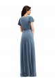 Shop Flutter Sleeve Velvet Wrap Maxi Bridesmaid Dress / Prom Dress with Pockets