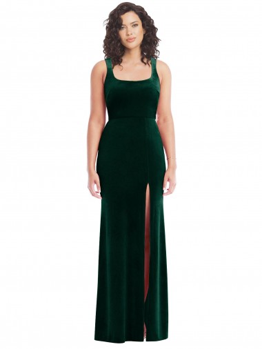 Shop Square Neck Long Velvet Maxi Bridesmaid Dress / Prom Dress