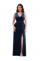 Shop Deep V-Neck Sleeveless Formal Velvet Maxi Bridesmaid Dress / Prom Dress with Pockets