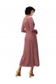Shop Long Sleeve Velvet Faux Wrap Midi Length Bridesmaid Dress / Prom Dress