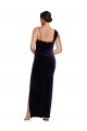 Shop Long Formal Velvet Bridesmaid Dress / Prom Dress with Side Thigh Split and Shoulder Tie